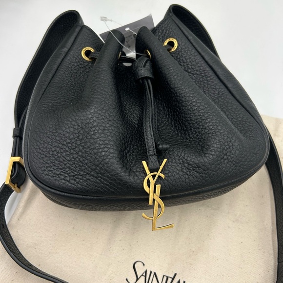 Saint Laurent Handbags - Saint Laurent Black Shoulder Bag with Gold Accents